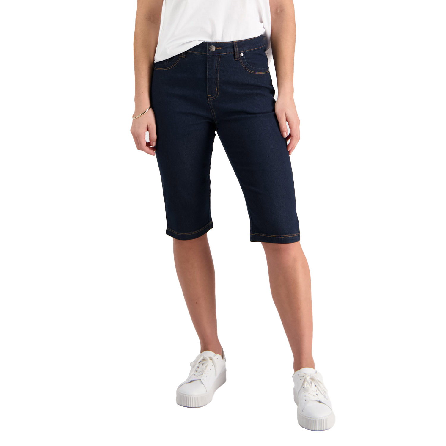 Vassalli Slim Leg Contrast Stitch Denim Short